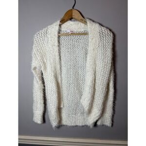 Bongo Womens Sweater Small Off‎ White Cardigan Long Sleeve Open